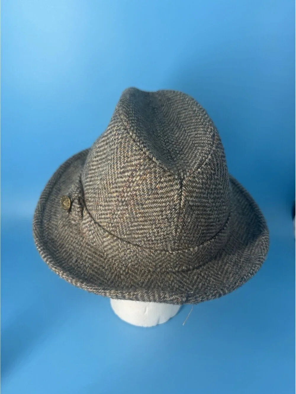Vintage Pendleton Fedora Hat 7 1/8 Pure Virgin Wool Gray Tweed USA Made